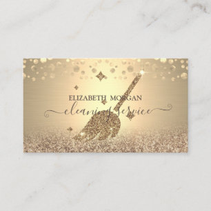 Elegant Confetti  Maid Cleaning Glitter Gold Business Card