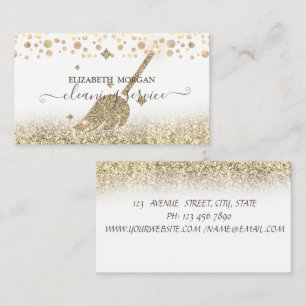 Elegant Confetti Maid Cleaning Gold Glitter Business Card