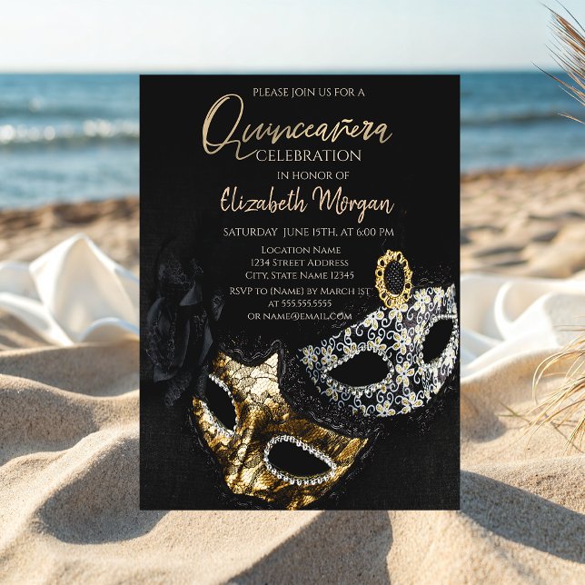 Elegant Confetti Masque,Masquerade Quinceañera Invitation (Creator Uploaded)
