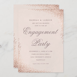 Elegant Confetti Rose Gold Engagement Party Invitation