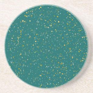 Elegant Confetti Space - Teal Green & Gold,Silver Coaster