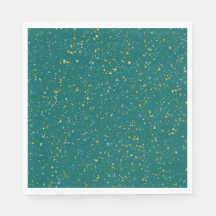 Elegant Confetti Space - Teal Green & Gold,Silver Napkin