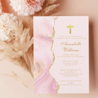 Elegant Confirmation Cross Pink Gold Agate Party