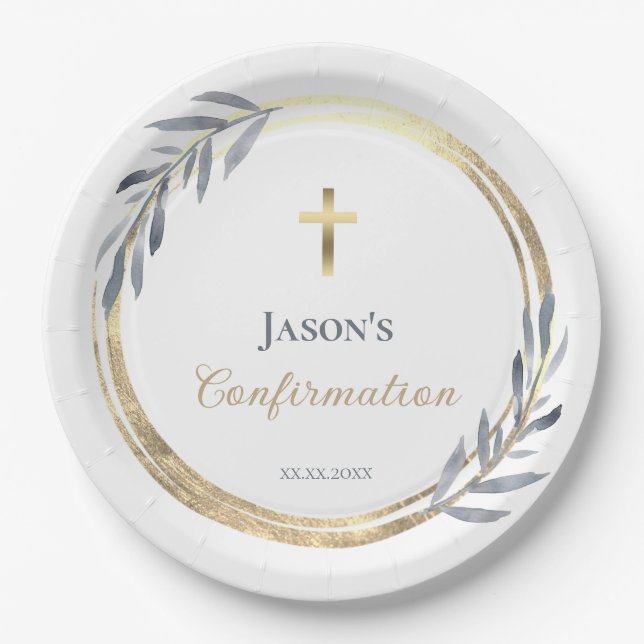 elegant Confirmation  Paper Plate (Front)