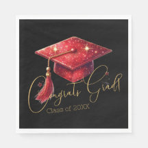 Elegant Congrats Grad Artwork in Red, Gold & Black