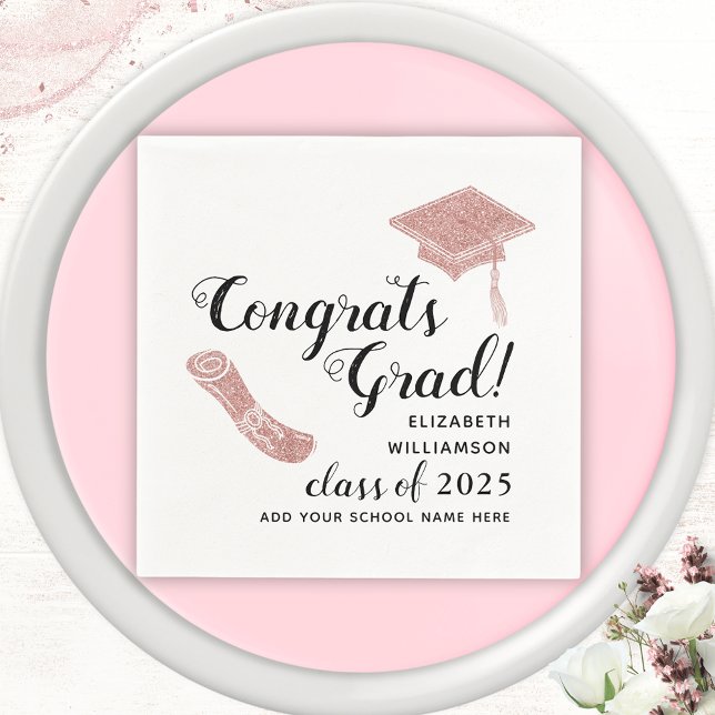 Elegant Congrats Grad Class of 2025 Graduation Napkin (Creator Uploaded)