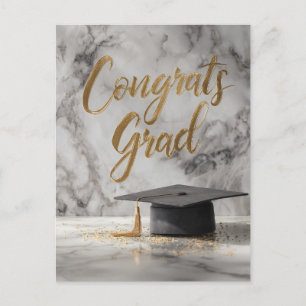 Elegant "Congrats Grad" with Graduation Cap Holiday Postcard