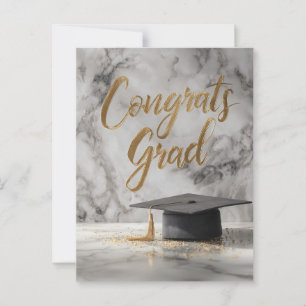 Elegant "Congrats Grad" with Graduation Cap Postcard