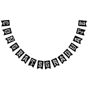 Elegant Congrats Graduate Cap, Diploma Black White Bunting