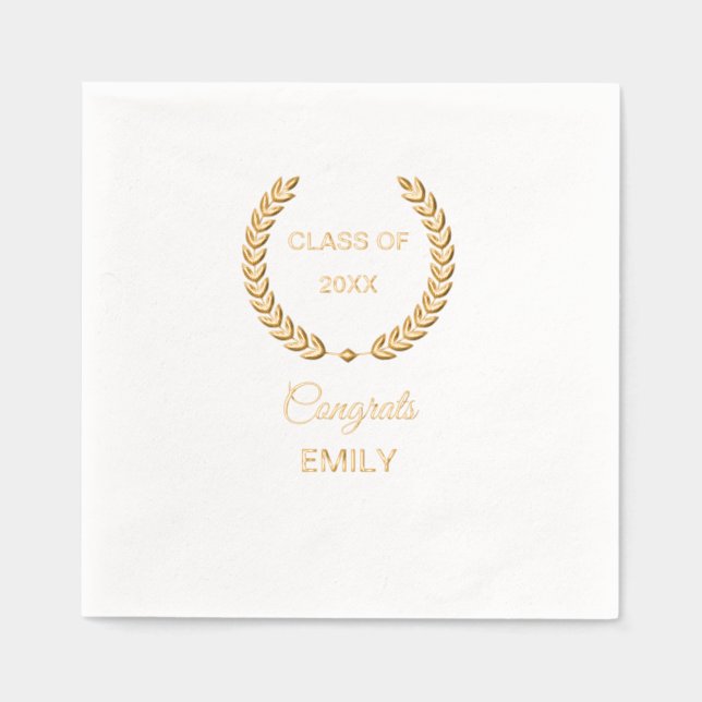 Elegant "Congrats" Graduation Foil Napkins (Front)