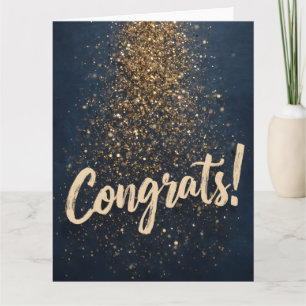 Elegant "Congrats!" Greeting with Golden Confetti Card