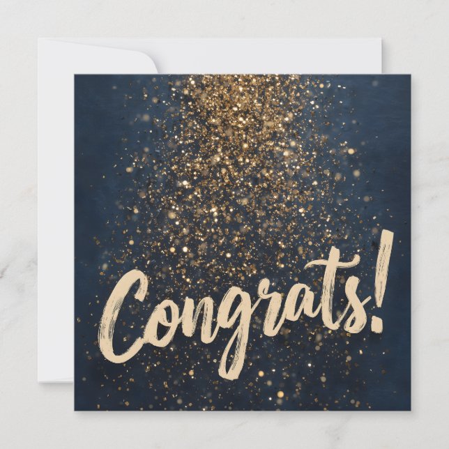 Elegant "Congrats!" Greeting with Golden Confetti Holiday Card (Front)