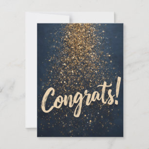 Elegant "Congrats!" Greeting with Golden Confetti Postcard
