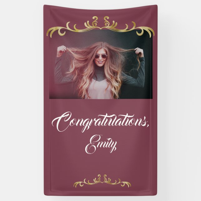 Elegant Congratulations Gold Ornament Photo Banner (Vertical)
