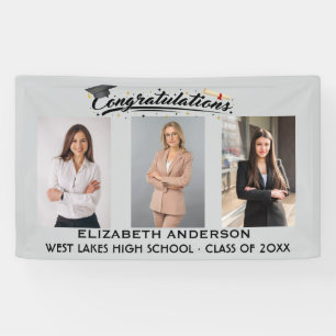 Elegant Congratulations Graduation Script 3 Photo Banner