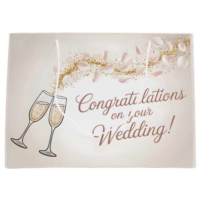 Elegant "Congratulations on Your Wedding"  Large Gift Bag (Front)