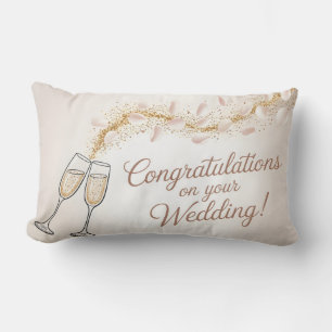 Elegant "Congratulations on Your Wedding" Lumbar Cushion