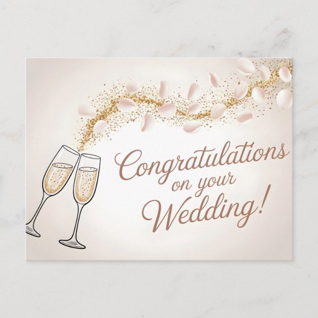 Elegant "Congratulations on Your Wedding"  Postcard (Front)