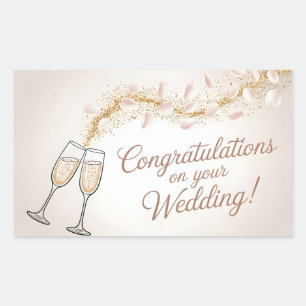 Elegant "Congratulations on Your Wedding"  Rectangular Sticker
