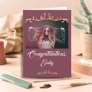 Elegant Congratulations Ornament Photo Graduation Card