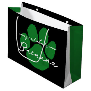 Elegant Congratulations Pawprint Black & Green Large Gift Bag