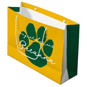 Elegant Congratulations Pawprint Gold & Green Large Gift Bag