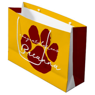 Elegant Congratulations Pawprint Gold & Maroon Large Gift Bag
