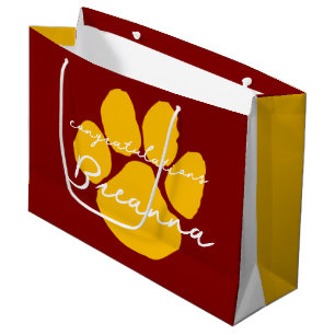 Elegant Congratulations Pawprint Maroon and Gold Large Gift Bag