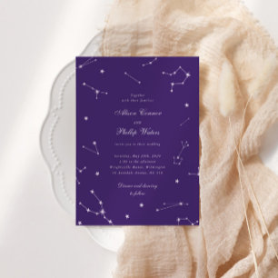 Elegant Constellation Purple Celestial Wedding Invitation