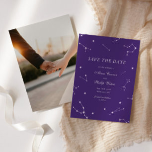 Elegant Constellation Purple Celestial Wedding Save The Date