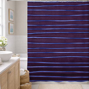 Elegant Contemporary Blue and Purple Tones Stripes Shower Curtain