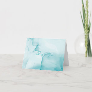 Elegant Contemporary Blue Watercolor Ink  Thank You Card