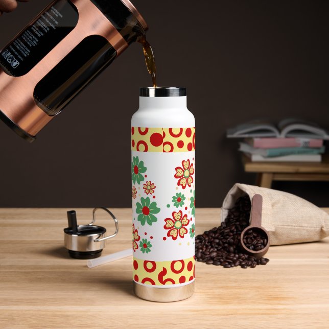 Elegant  Contemporary Floral Pattern Water Bottle (Coffee)