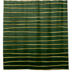 Elegant Contemporary Gold and Green Tones Stripes Shower Curtain