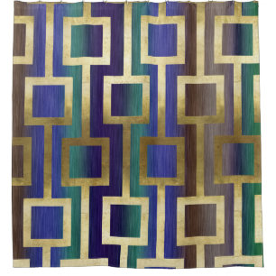 Elegant Contemporary Gold Blue Green Tan Purple Shower Curtain