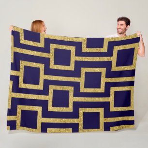 Elegant Contemporary Gold Pattern on Your Colour Fleece Blanket