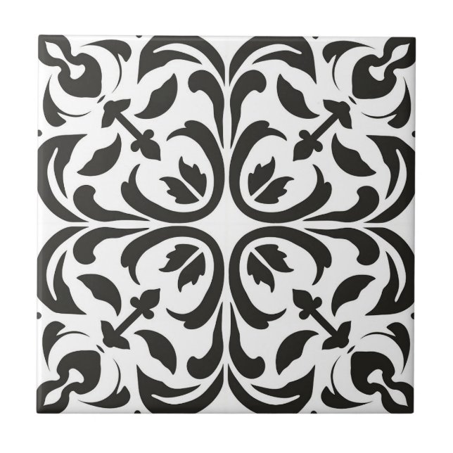 Elegant Contemporary Modern Ornate Chic Ceramic Tile (Front)