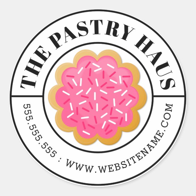 Elegant Cookie and Curved Text Classic Round Sticker (Front)