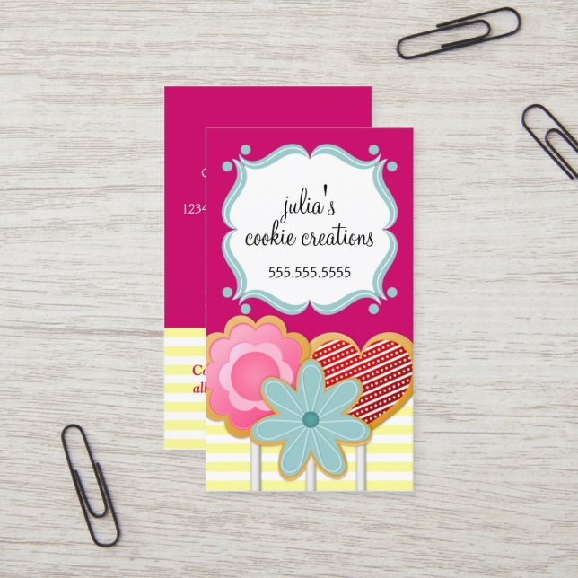 Elegant Cookie Pops Bakery Business Card (Front/Back In Situ)