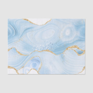 Elegant Cool Blue Agate and Gold Glitter Ribbon Tissue Paper