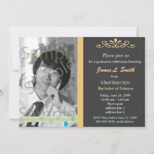 Elegant, cool  golden photo university graduation invitation