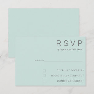 Elegant Cool Mint Minimal Modern Wedding  RSVP  Invitation