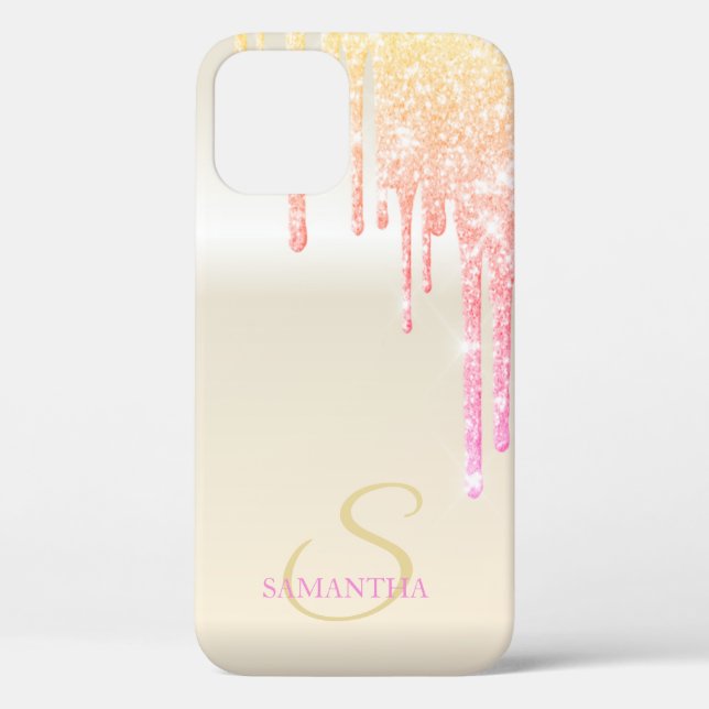 Elegant Cool Ombre Glitter Drips Case-Mate iPhone Case (Back)