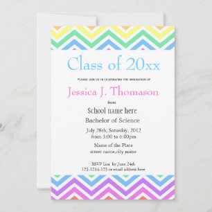 elegant, cool rainbow chevron photo graduation invitation