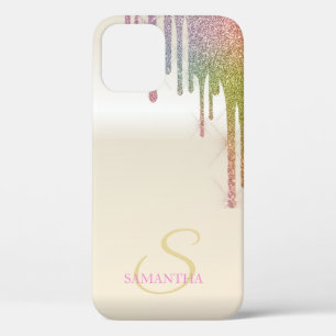 Elegant Cool Rainbow Glitter Drips  iPhone 12 Pro Case