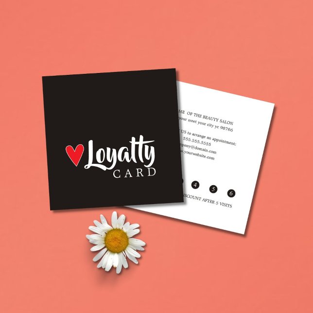 Elegant Cool Red Heart Beauty Salon Loyalty Card (Creator Uploaded)