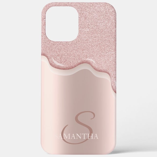 Elegant Cool Rose Gold Glitter Drips Case-Mate iPhone Case (Back)