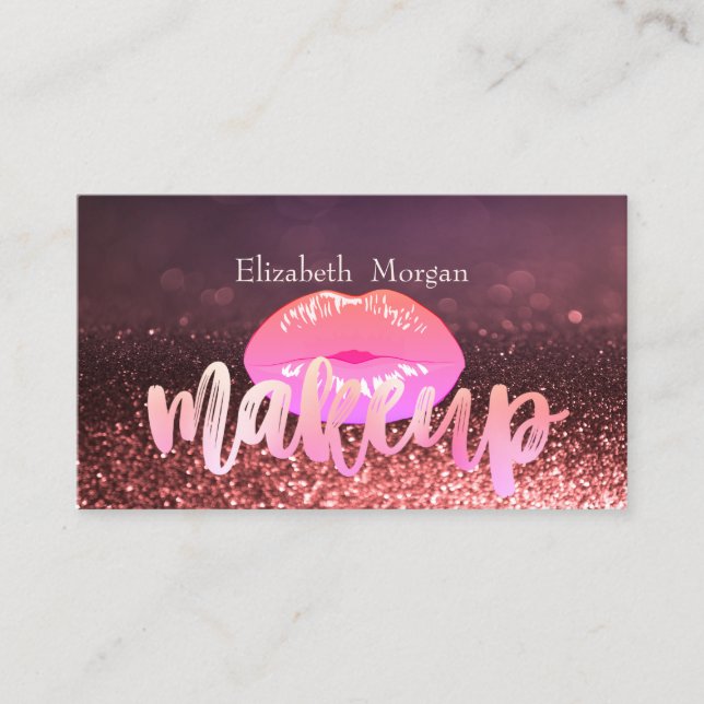 Elegant Cool Trendy Glitter Bokeh Lips Business Card (Front)