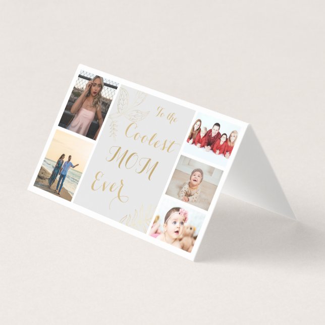 Elegant Coolest Mum Ever Gold Script Photo Card (Front)