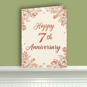 Elegant Copper 7th Wedding Anniversary Card